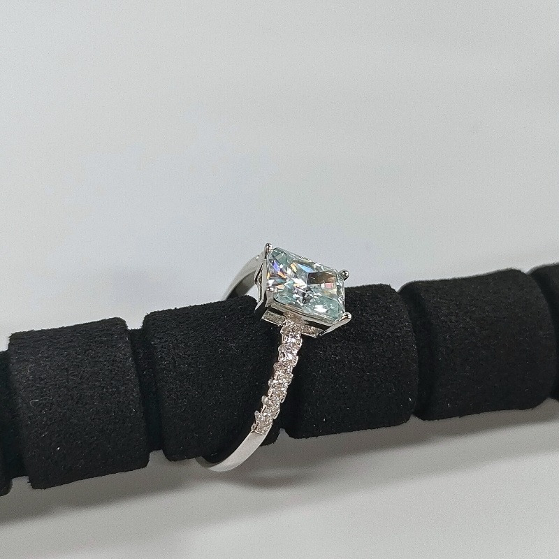 Stylish Radiant Cut Moissanite Ring in 925 Silver